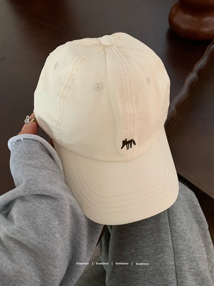 Japanese Embroidered Duckbill Cap for Women Beige - Image 7