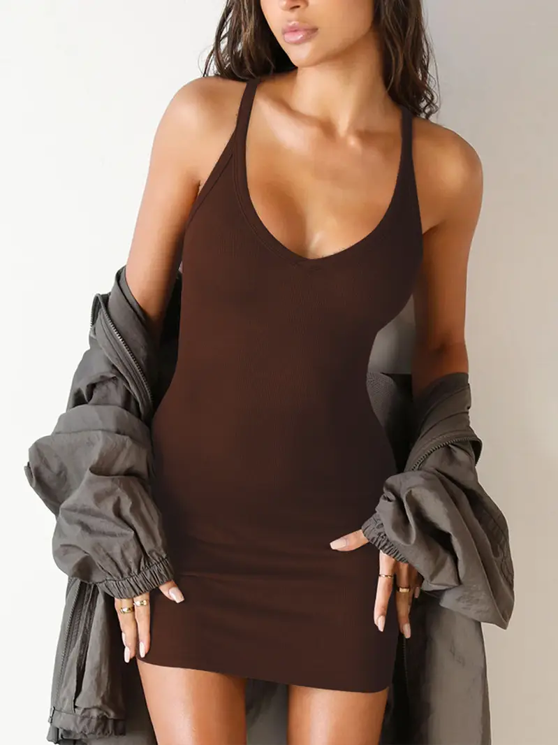 2026 Summer Strapless Bodycon Mini Skirt for Women Brown - Image 9