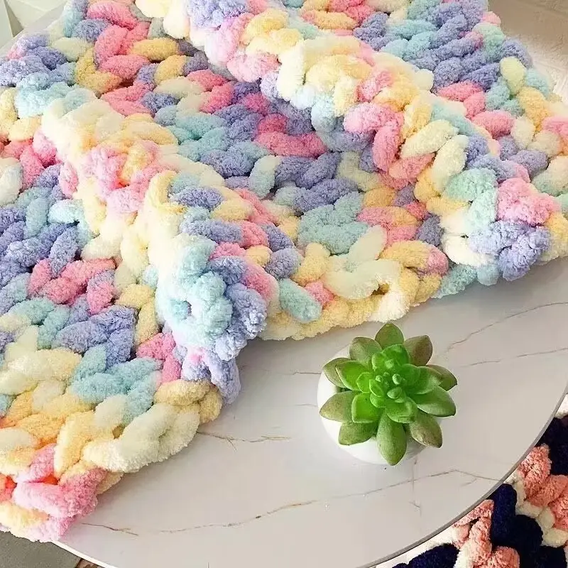 Thick ice line finger thick wool braided hat scarf line hand-woven blanket cat nest thick line manufacturers wholesale