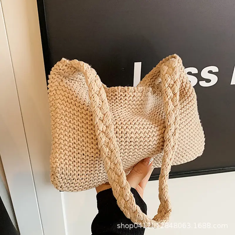 Summer Knitted Underarm Bag 2024 Cotton Woven Shoulder - Image 4