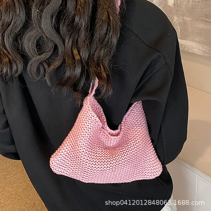 Summer Knitted Underarm Bag 2024 Cotton Woven Shoulder - Image 6