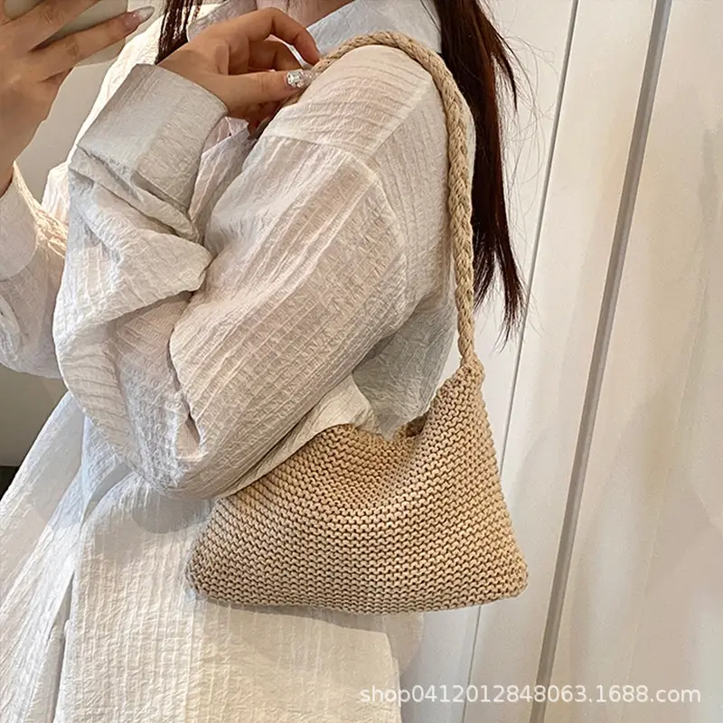 Summer Knitted Underarm Bag 2024 Cotton Woven Shoulder - Image 7