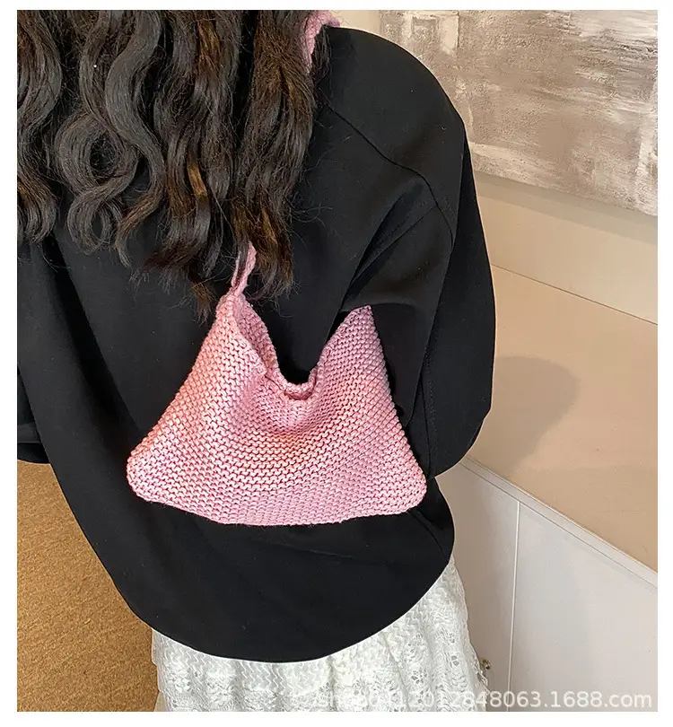 Summer Knitted Underarm Bag 2024 Cotton Woven Shoulder — feature 1