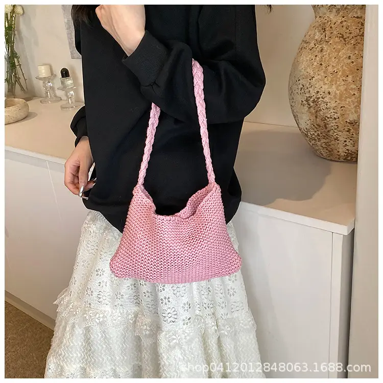 Summer Knitted Underarm Bag 2024 Cotton Woven Shoulder — feature 10
