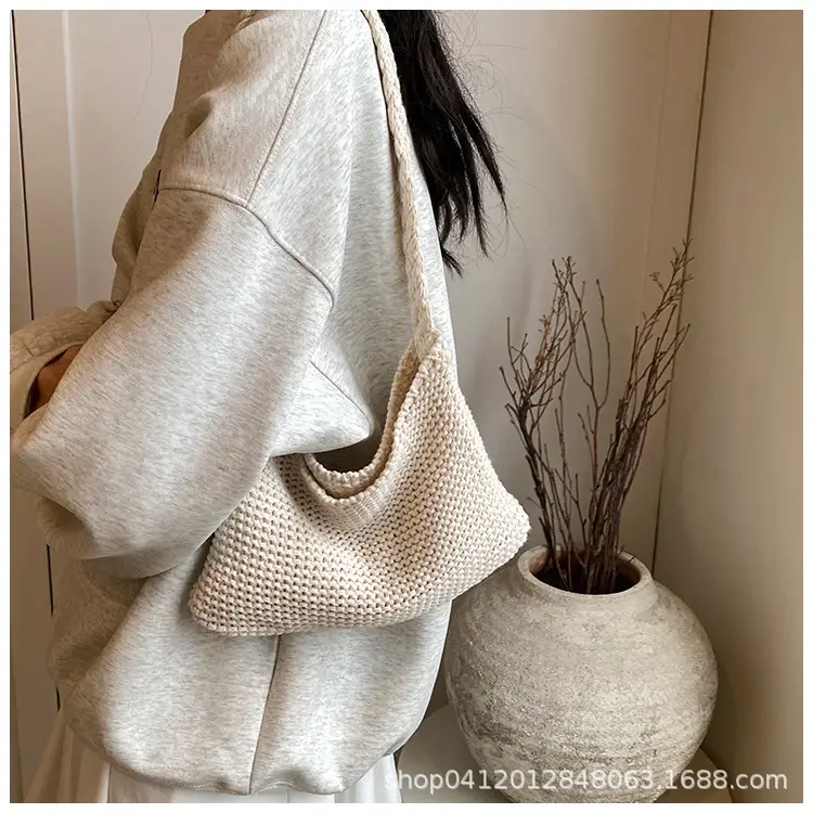 Summer Knitted Underarm Bag 2024 Cotton Woven Shoulder — feature 14