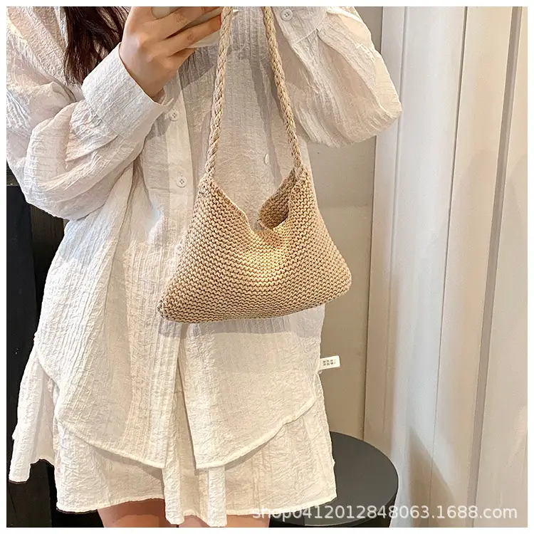 Summer Knitted Underarm Bag 2024 Cotton Woven Shoulder — feature 16