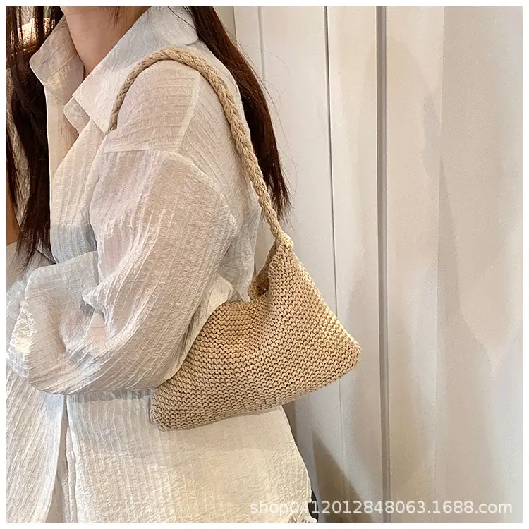 Summer Knitted Underarm Bag 2024 Cotton Woven Shoulder — feature 17