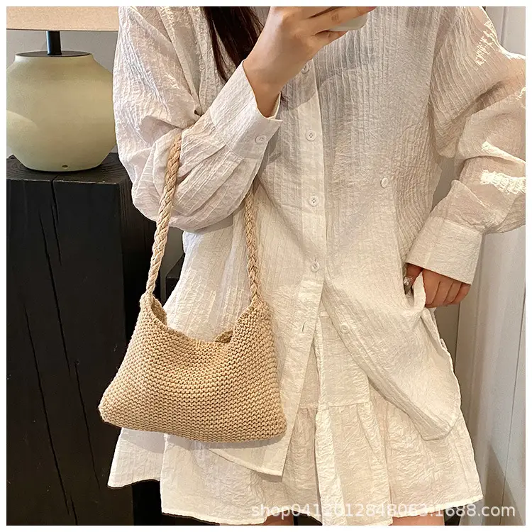 Summer Knitted Underarm Bag 2024 Cotton Woven Shoulder — feature 18