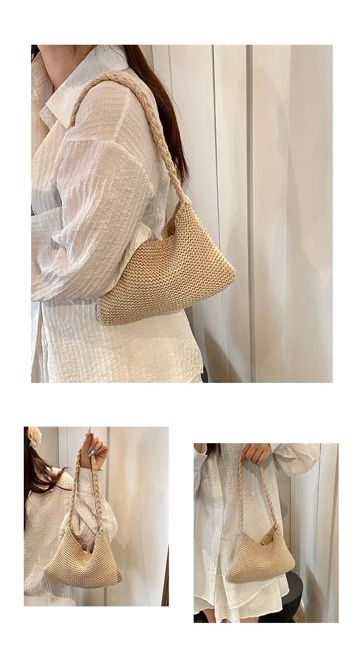 Summer Knitted Underarm Bag 2024 Cotton Woven Shoulder — feature 3