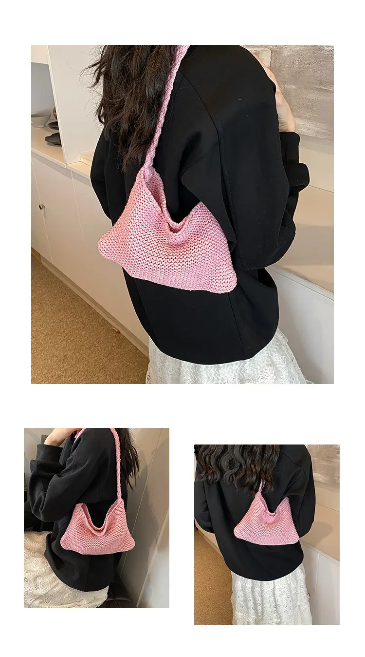 Summer Knitted Underarm Bag 2024 Cotton Woven Shoulder — feature 5