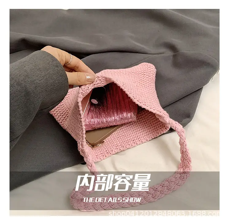 Summer Knitted Underarm Bag 2024 Cotton Woven Shoulder — feature 7