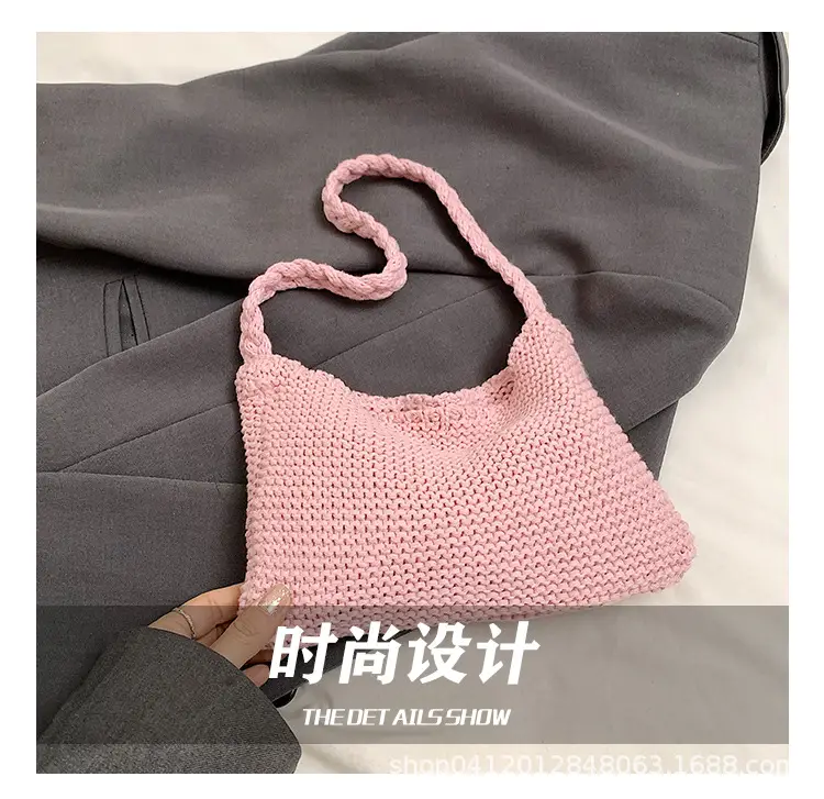 Summer Knitted Underarm Bag 2024 Cotton Woven Shoulder — feature 8