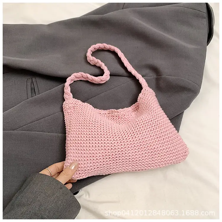 Summer Knitted Underarm Bag 2024 Cotton Woven Shoulder - Image 2