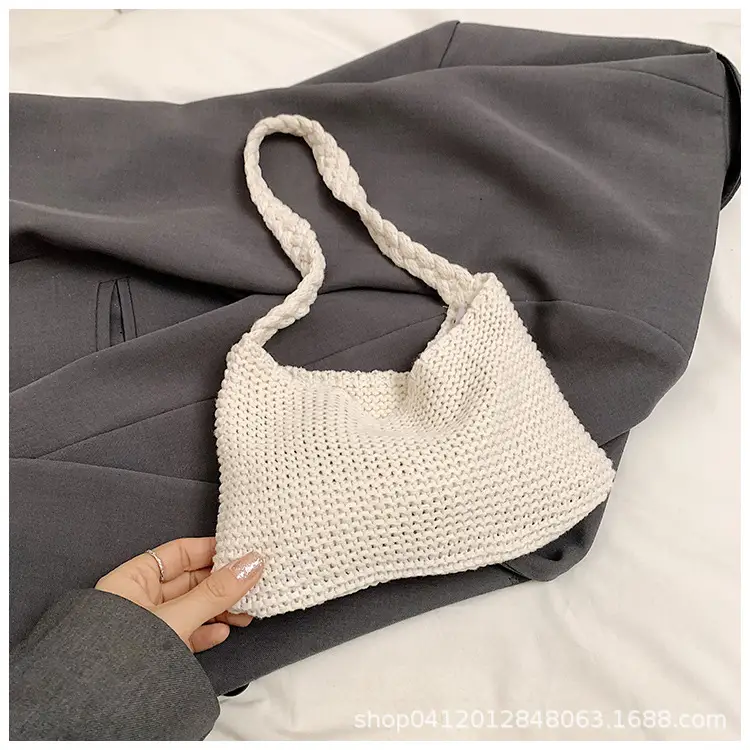 Summer Knitted Underarm Bag 2024 Cotton Woven Shoulder - Image 3