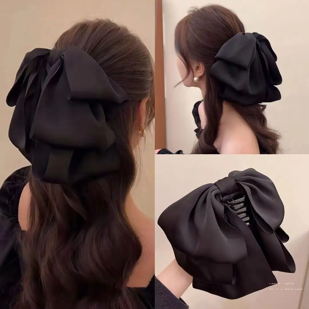 French Satin Oversized Bow Hairpin for Women — feature 7
