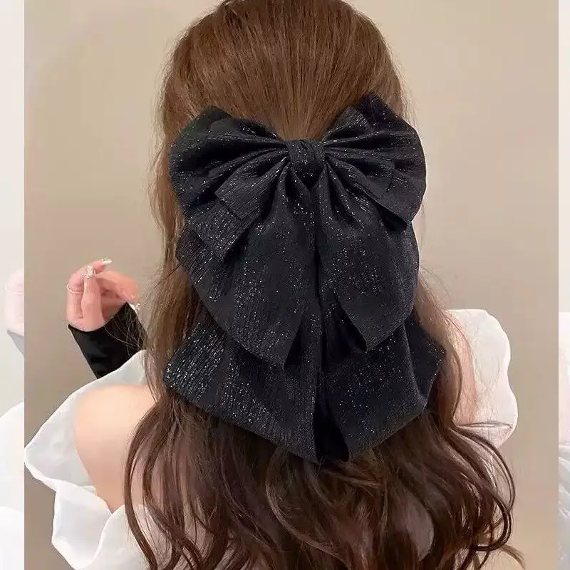 French Satin Oversized Bow Hairpin for Women - Image 9