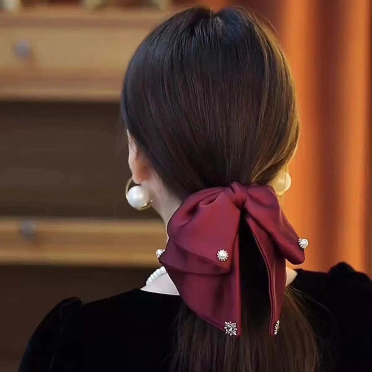 French Satin Oversized Bow Hairpin for Women - Image 12