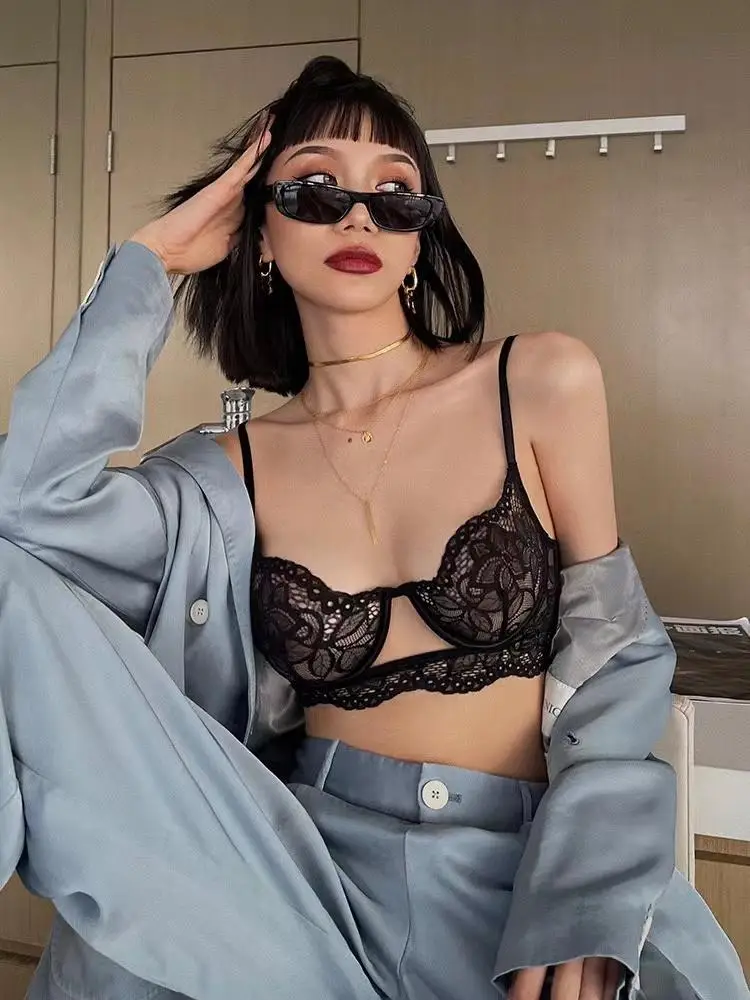 Black Lace Underwear Big Cup Anti-Sagging Bra — feature 1