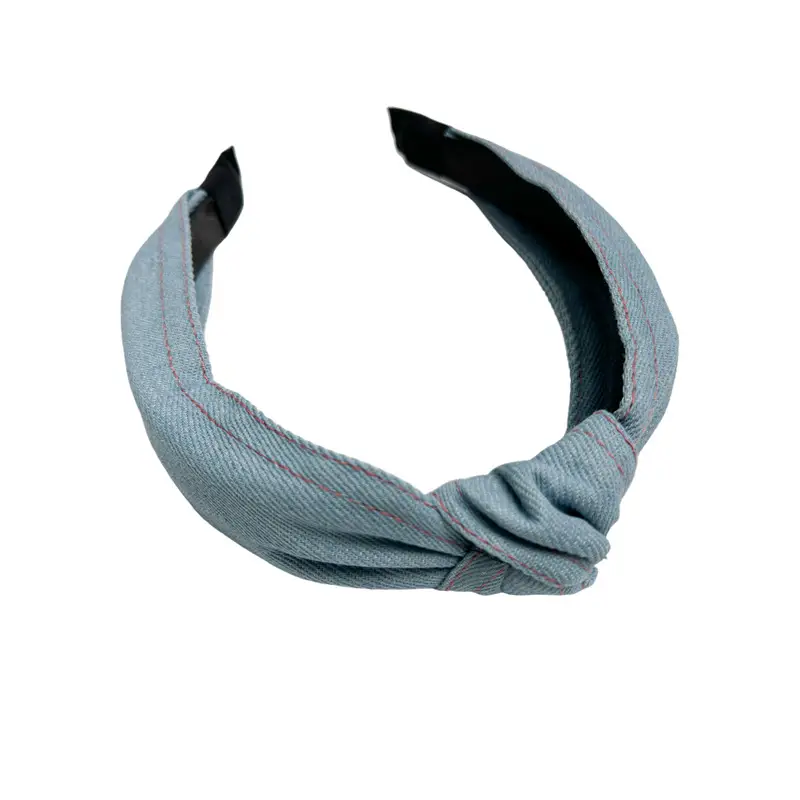 Women's Three-State Denim Knot Hair Hoop Wide High Cranial Top - Image 6