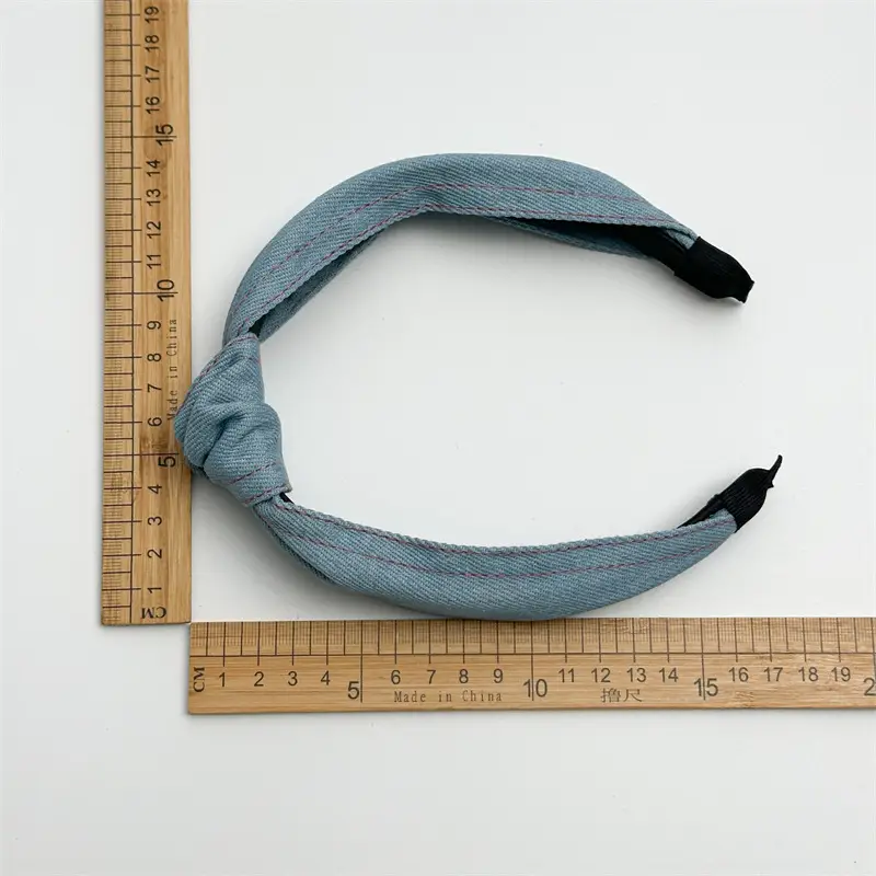 Women's Three-State Denim Knot Hair Hoop Wide High Cranial Top — feature 9