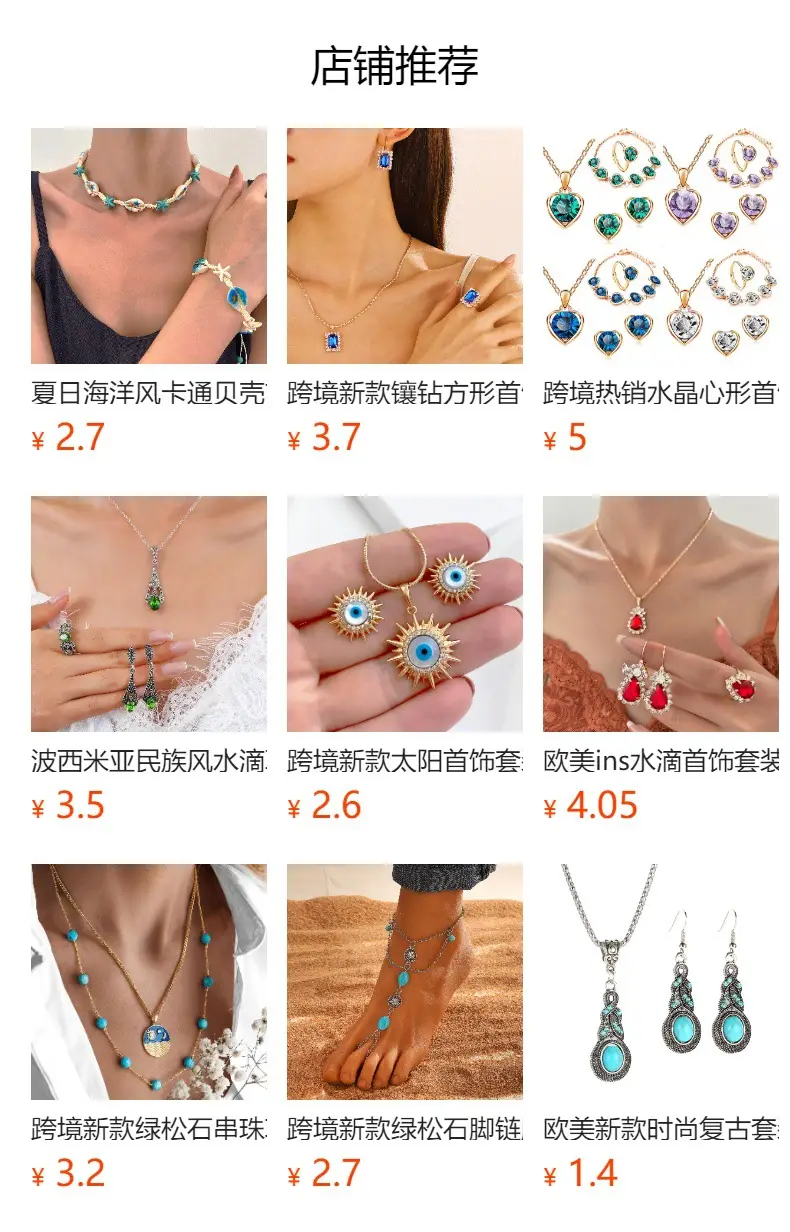 Blue Crystal Pearl Flower Earrings Necklace Set for Women — feature 1
