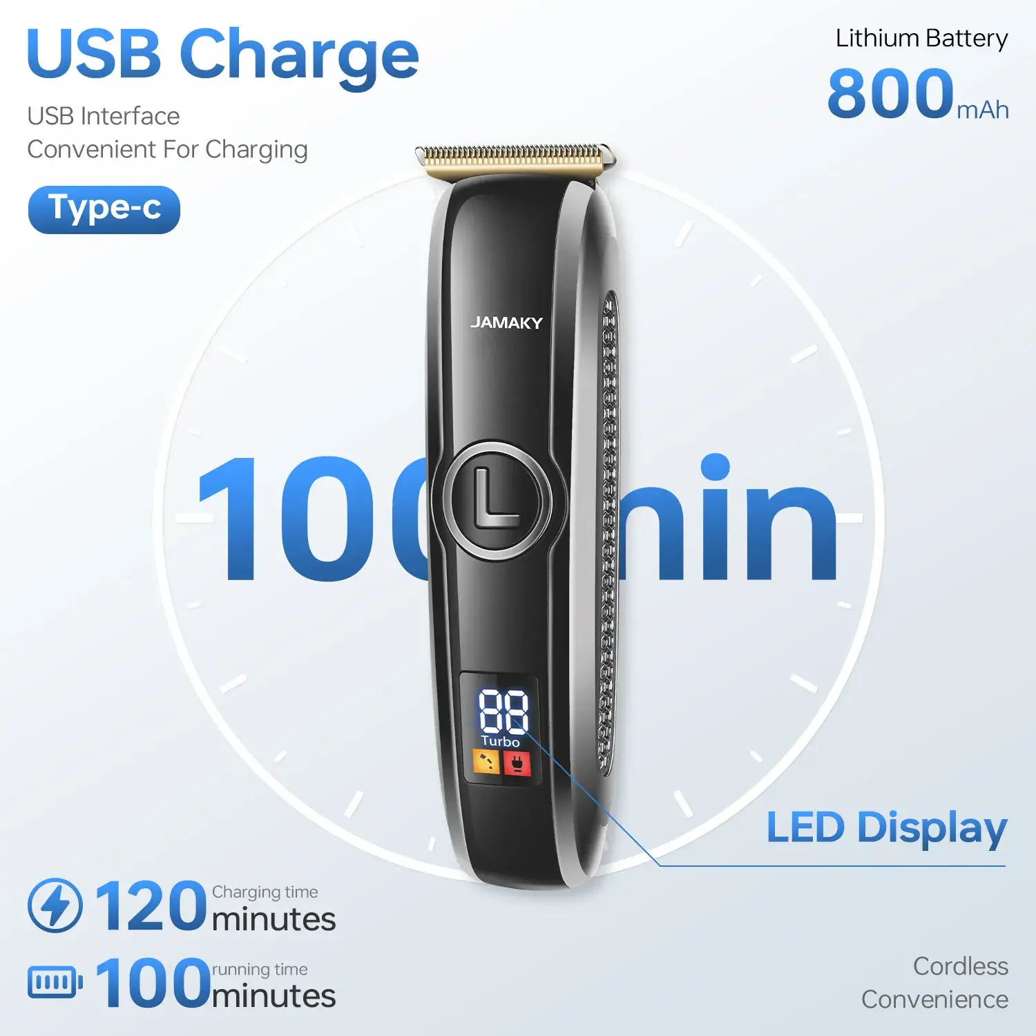JAMAKY Rechargeable Hair Clipper with 5 Attachments - Image 2