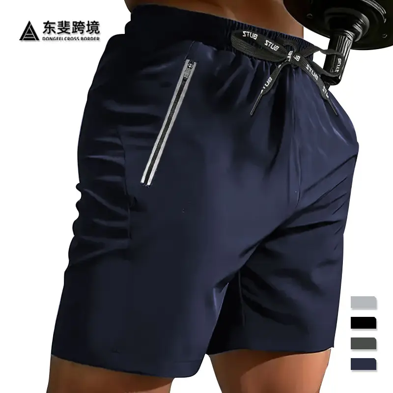 Men Grey Five Point Zip Shorts Summer Wear - Image 6