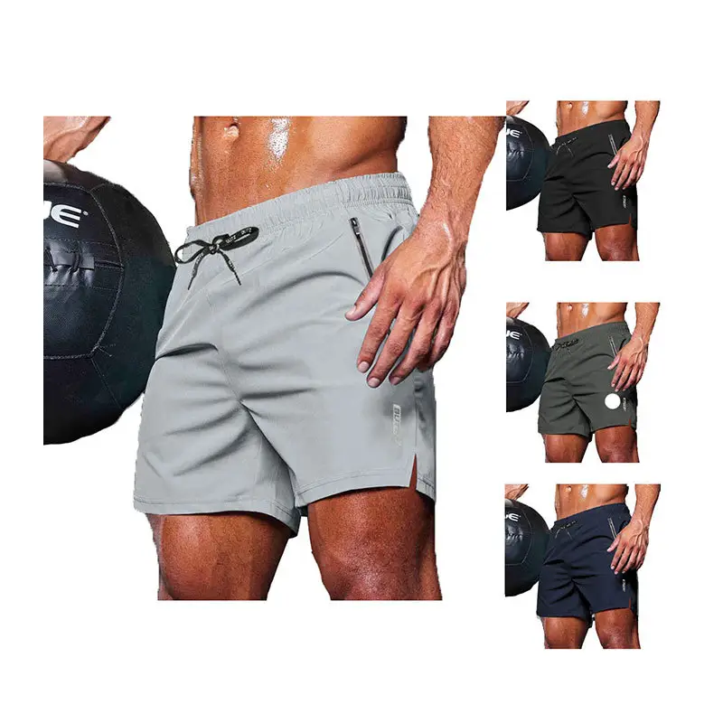 Men Grey Five Point Zip Shorts Summer Wear - Image 7