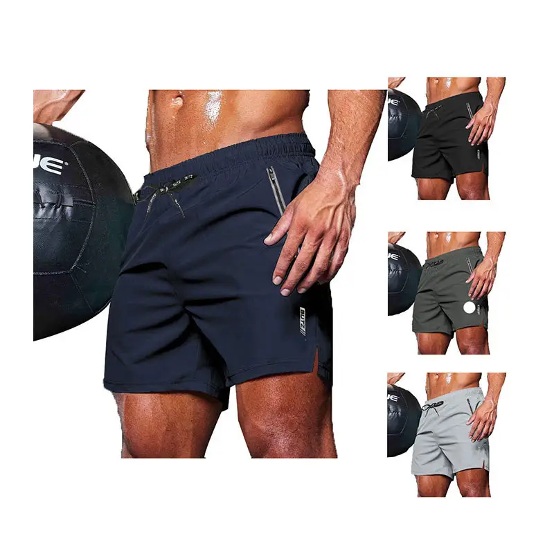 Men Grey Five Point Zip Shorts Summer Wear - Image 9