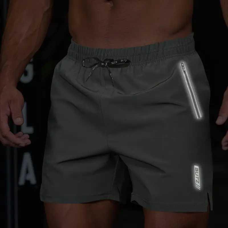 Men Grey Five Point Zip Shorts Summer Wear — feature 10