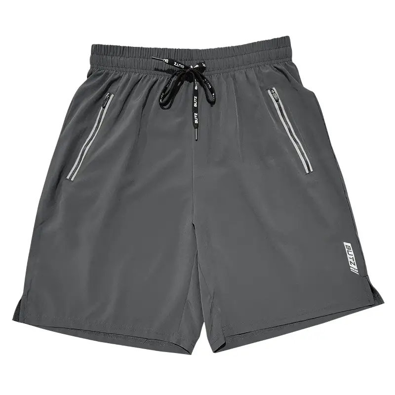 Men Grey Five Point Zip Shorts Summer Wear — feature 12