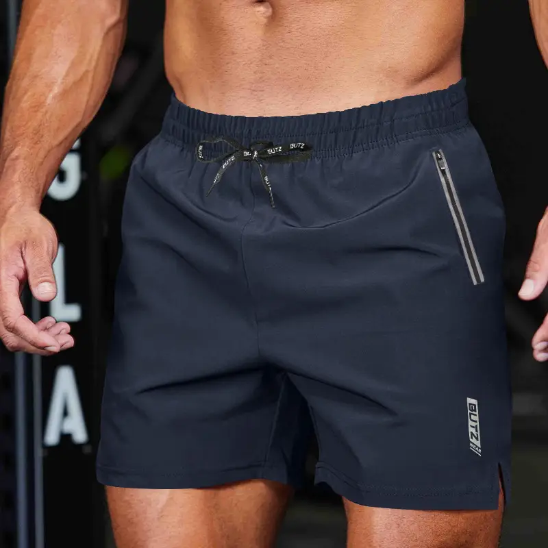 Men Grey Five Point Zip Shorts Summer Wear — feature 2