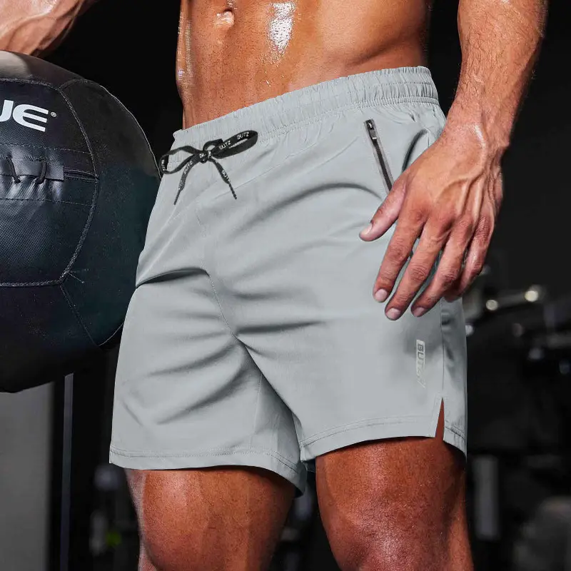 Men Grey Five Point Zip Shorts Summer Wear — feature 24