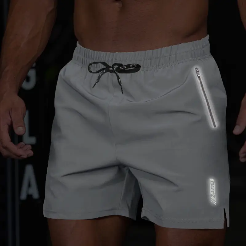 Men Grey Five Point Zip Shorts Summer Wear — feature 38