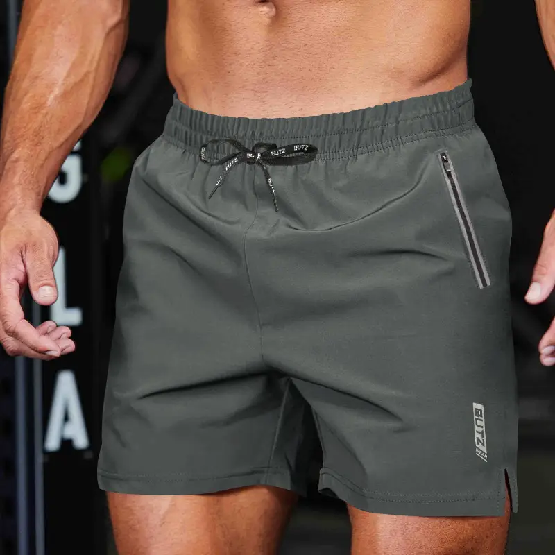Men Grey Five Point Zip Shorts Summer Wear — feature 5