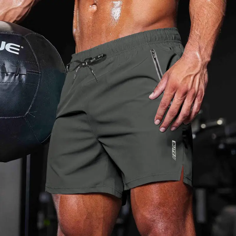Men Grey Five Point Zip Shorts Summer Wear - Image 4