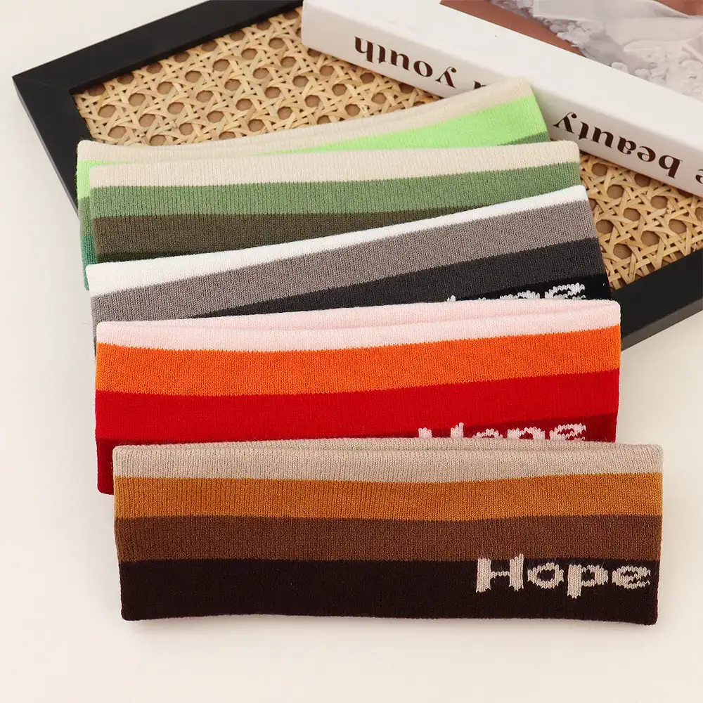Cross-border Hair Band with Letter Knit Wide Brim