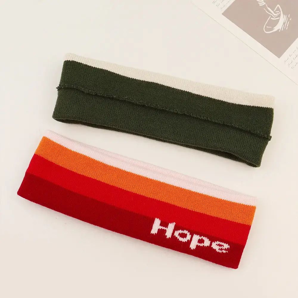 Cross-border Hair Band with Letter Knit Wide Brim