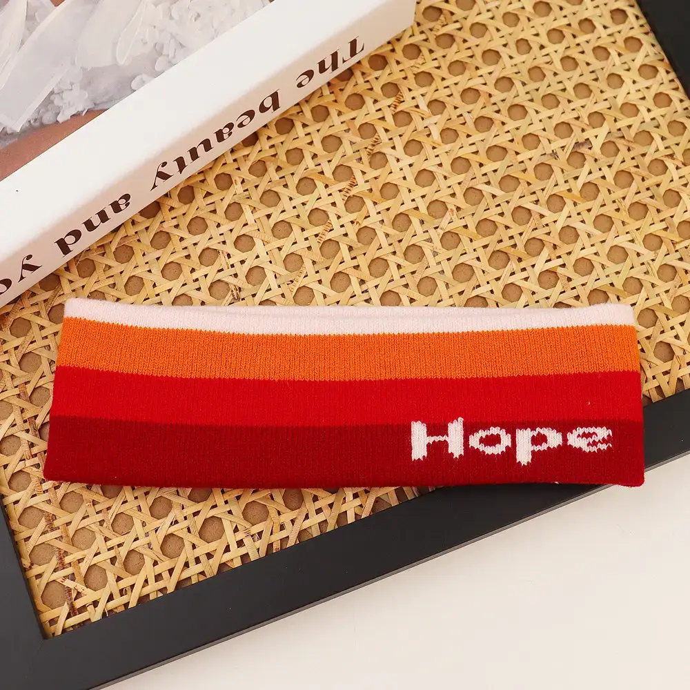Cross-border Hair Band with Letter Knit Wide Brim