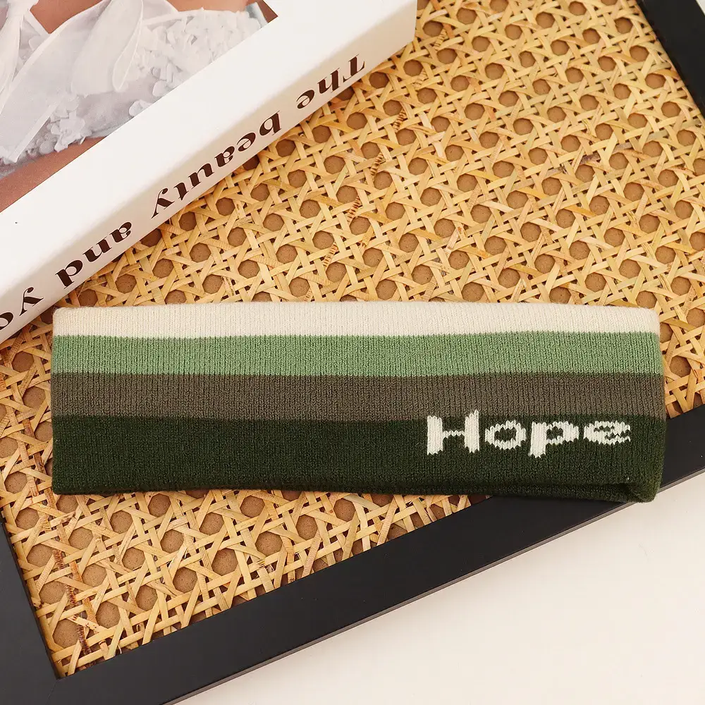 Cross-border Hair Band with Letter Knit Wide Brim