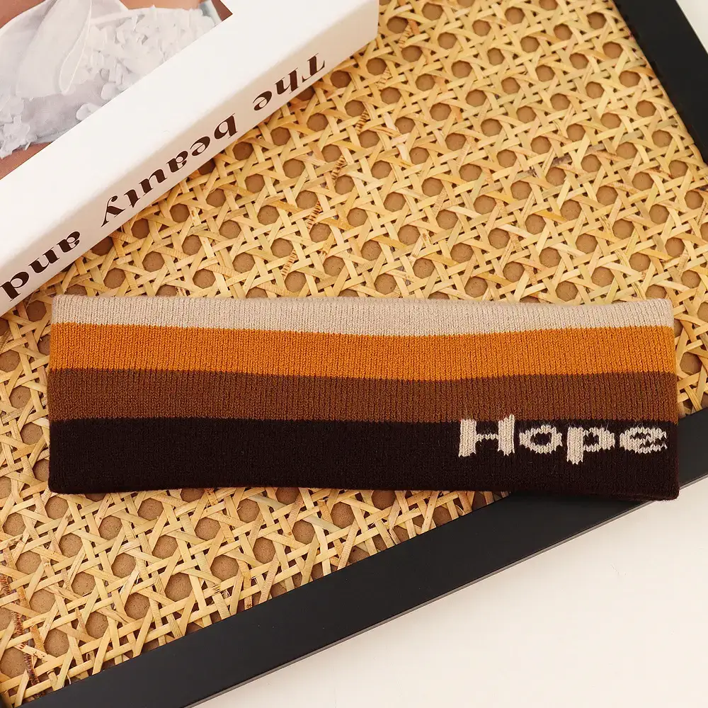 Cross-border Hair Band with Letter Knit Wide Brim