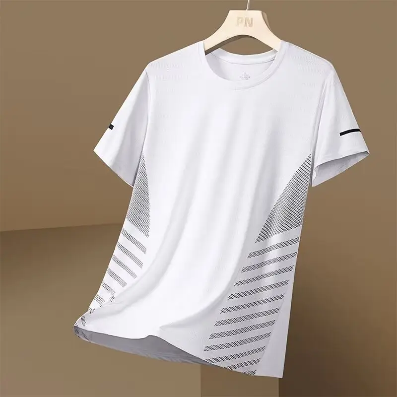 Men Grey Mesh Running T-Shirt Short Sleeve - Image 6