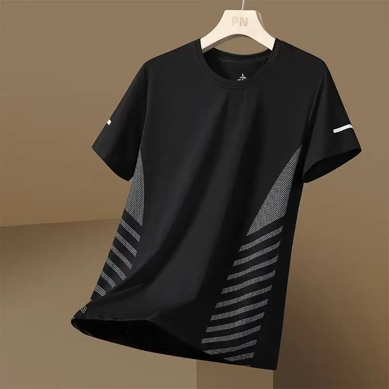Men Grey Mesh Running T-Shirt Short Sleeve - Image 7