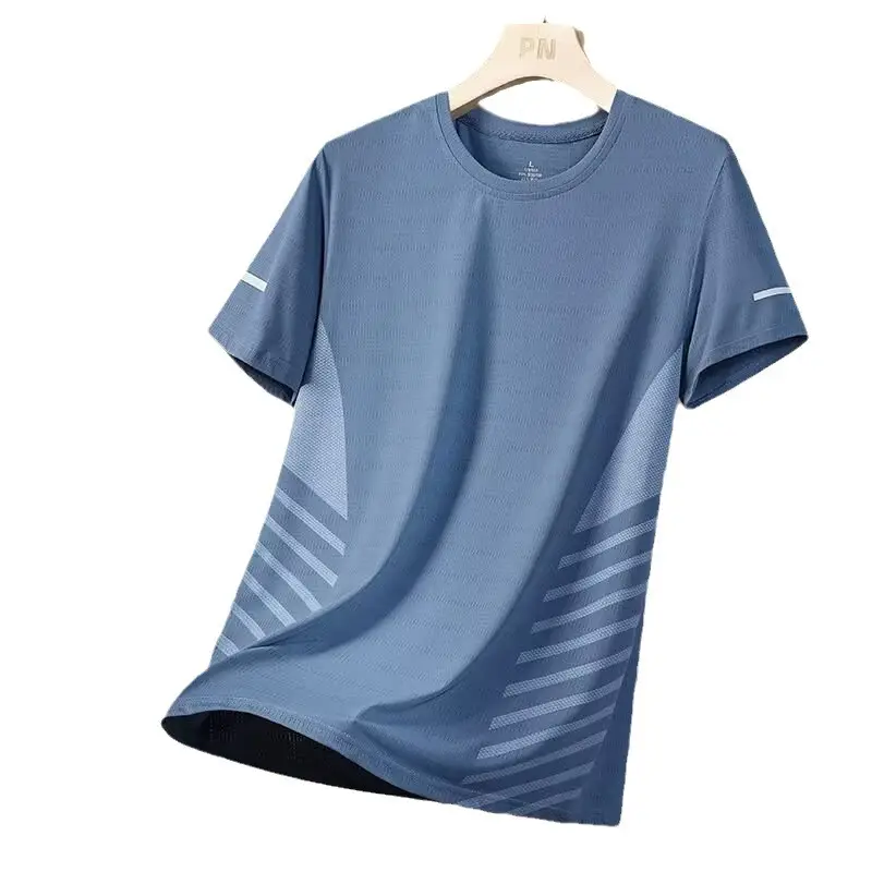 Men Grey Mesh Running T-Shirt Short Sleeve - Image 9