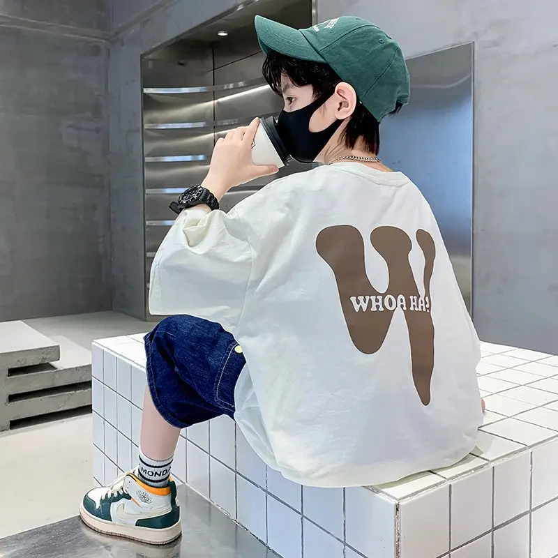 White Graphic T-Shirt for Boys Girls Summer Casual Wear — feature 11