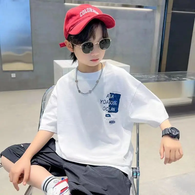 White Graphic T-Shirt for Boys Girls Summer Casual Wear — feature 19