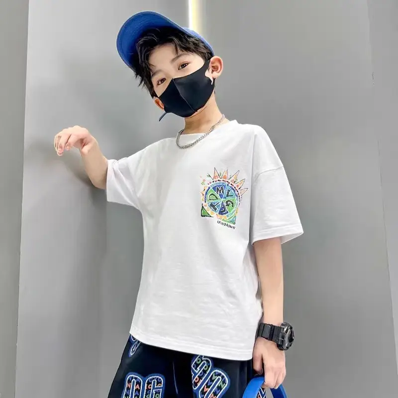 White Graphic T-Shirt for Boys Girls Summer Casual Wear — feature 21