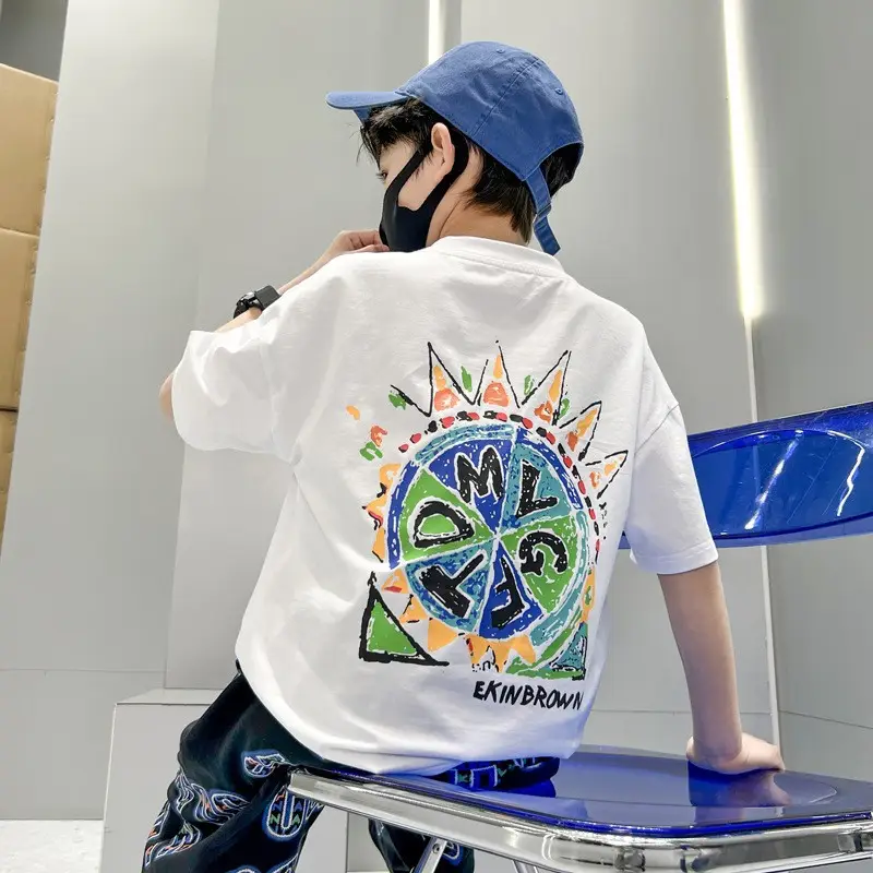 White Graphic T-Shirt for Boys Girls Summer Casual Wear — feature 22