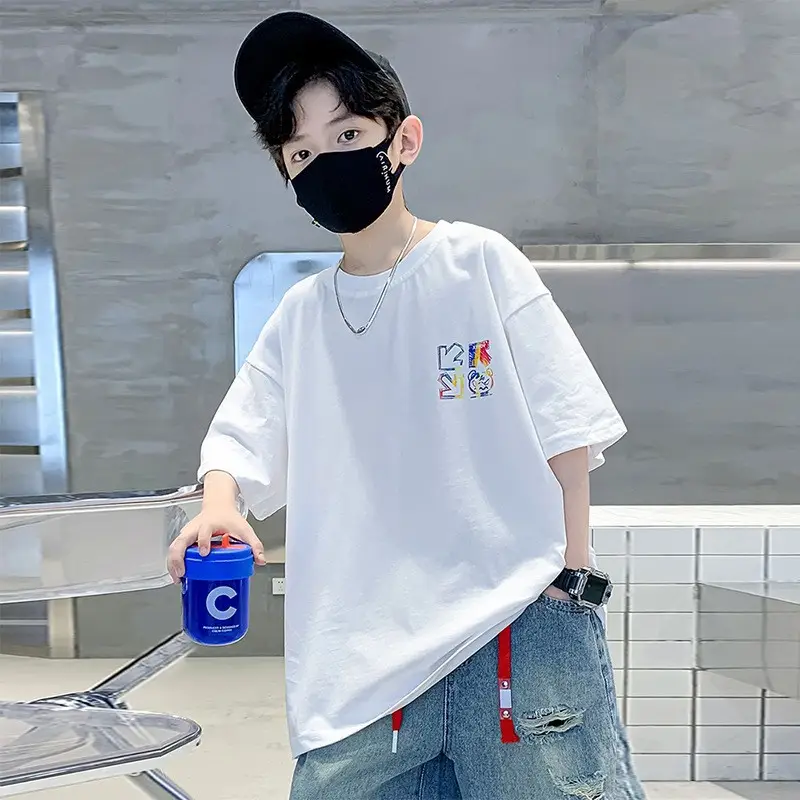 White Graphic T-Shirt for Boys Girls Summer Casual Wear — feature 8