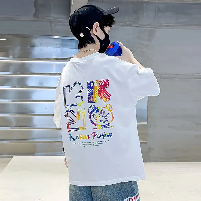 White Graphic T-Shirt for Boys Girls Summer Casual Wear — feature 9